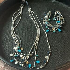 Chico's Silver Multistrand Necklace and Bracelet Set